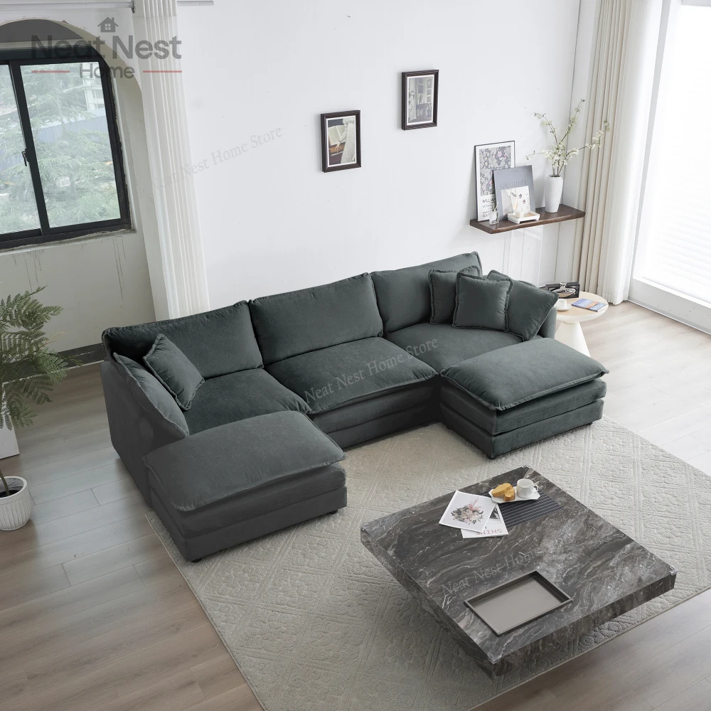 U-Shaped Sectional Sofa , 5-Seater Convertible Corner Couch ,Modern Minimalist Soft Sofa & Couch for Living Room ,Gray Chenille
U-Shaped Sectional Sofa , 5-Seater Convertible Corner Couch ,Modern Minimalist Soft Sofa & Couch for Living Room ,Gray Chenille