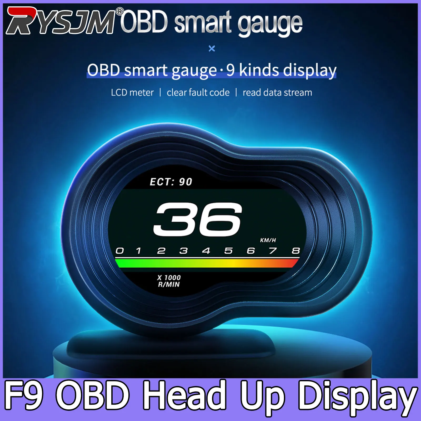 F9 HUD OBD2 Турбо-дисплей (HUD) для автомобиля: цифровой дисплей с функциями измерения скорости, мониторинга ускорения, тестирования турбонаддува и торможения
F9 HUD OBD2 Турбо-дисплей (HUD) для автомобиля: цифровой дисплей с функциями измерения скорости, мониторинга ускорения, тестирования турбонаддува и торможения