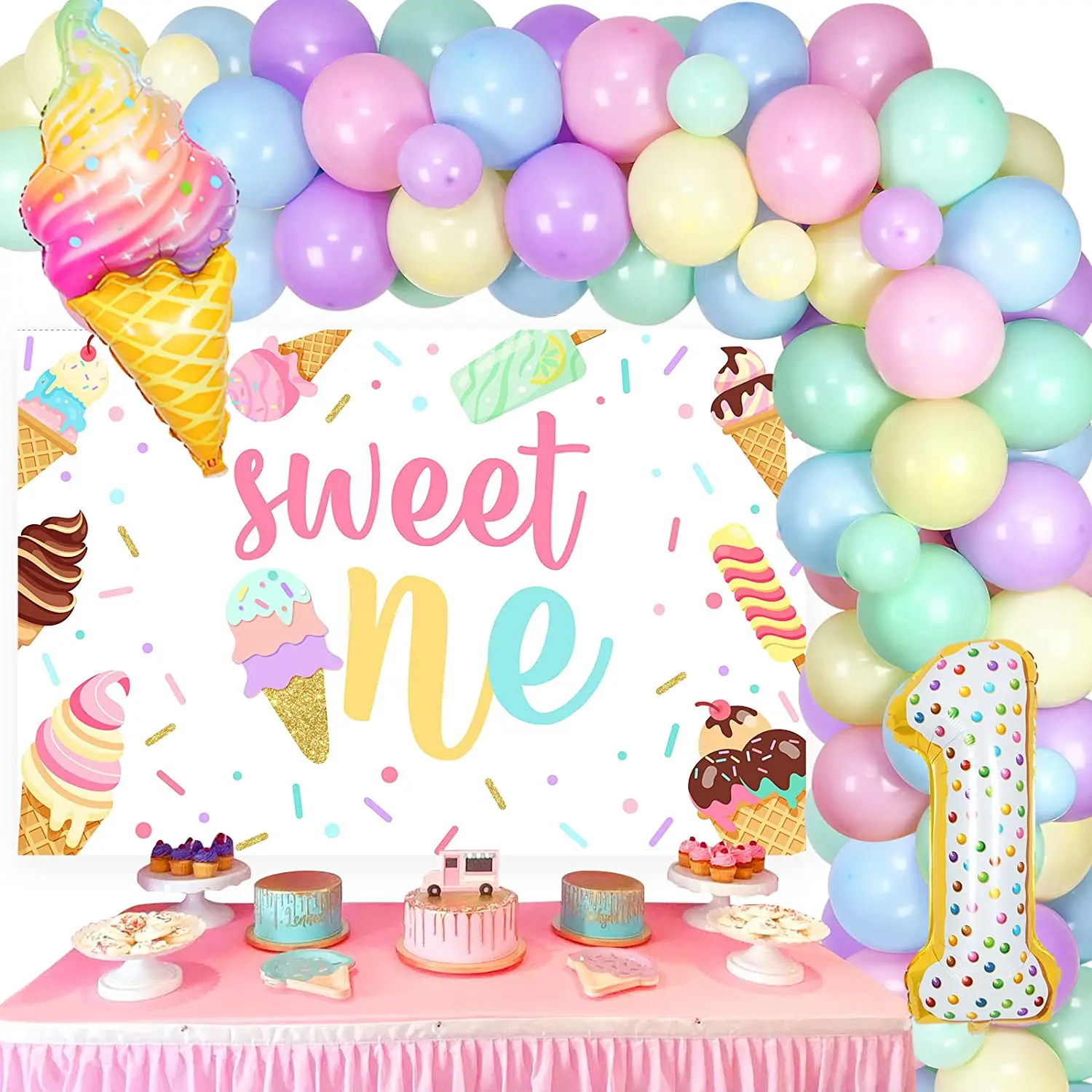 Pastel Balloon Garland Kit for Girls, Sweet One Backdrop Decor, First Birthday Party Decorations, Ice Cream
Pastel Balloon Garland Kit for Girls, Sweet One Backdrop Decor, First Birthday Party Decorations, Ice Cream