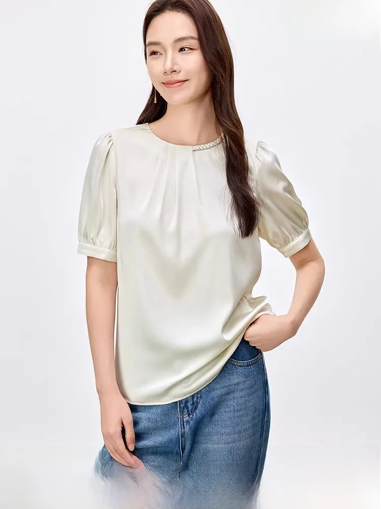 Pure Color Bubble Sleeve Design Women's Summer 2026 New Knitted round Neck Slim Short Sleeve Top Polyester Fiber Girl's Style
Pure Color Bubble Sleeve Design Women's Summer 2026 New Knitted round Neck Slim Short Sleeve Top Polyester Fiber Girl's Style