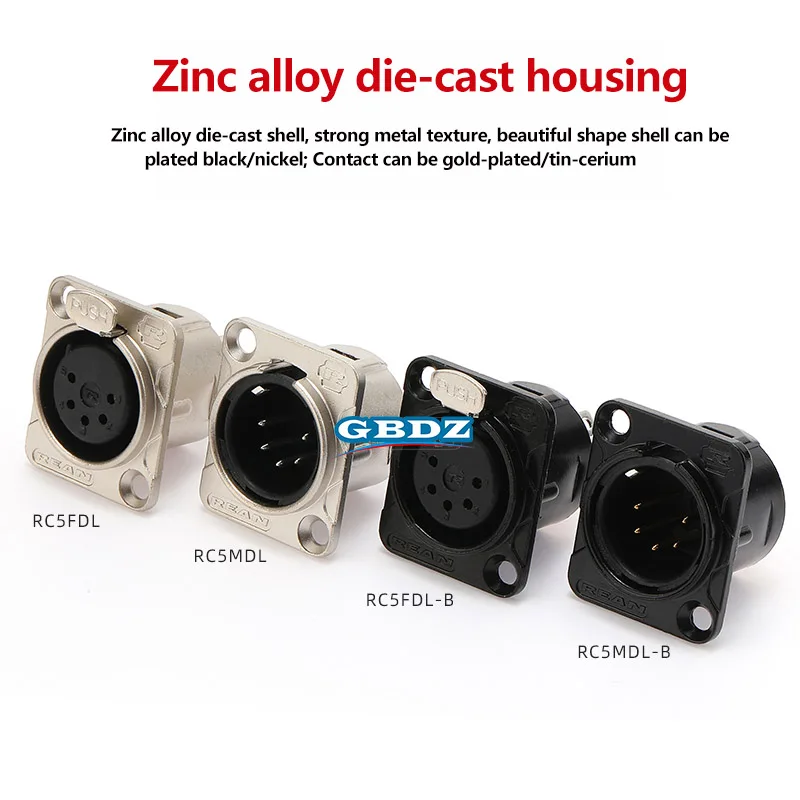 HF XLR 5 pin Male Female Panel Audio Microphone Jack Plug Connector Black silver RC5FDL RC5MDL Copper Contact XLR Metal Socket
HF XLR 5 pin Male Female Panel Audio Microphone Jack Plug Connector Black silver RC5FDL RC5MDL Copper Contact XLR Metal Socket