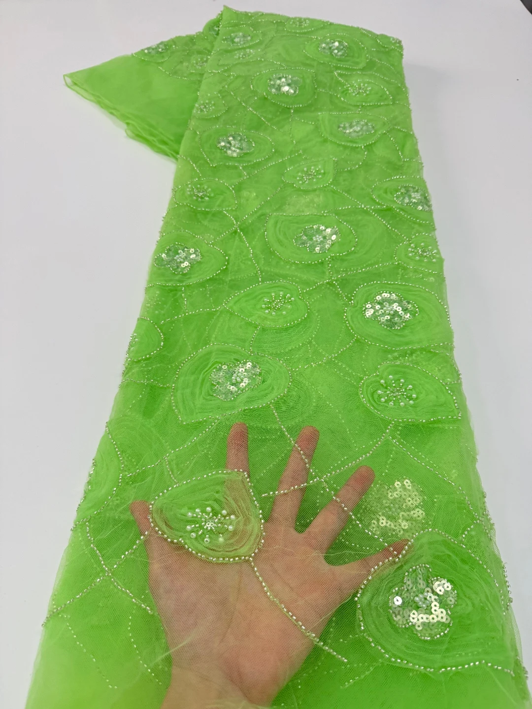 African Lace Fabric High Quality Mesh Embroidery 3D Flower Tulle With Nigerian Handmade Sequin Beads Lace Fabrics For Dresses
African Lace Fabric High Quality Mesh Embroidery 3D Flower Tulle With Nigerian Handmade Sequin Beads Lace Fabrics For Dresses