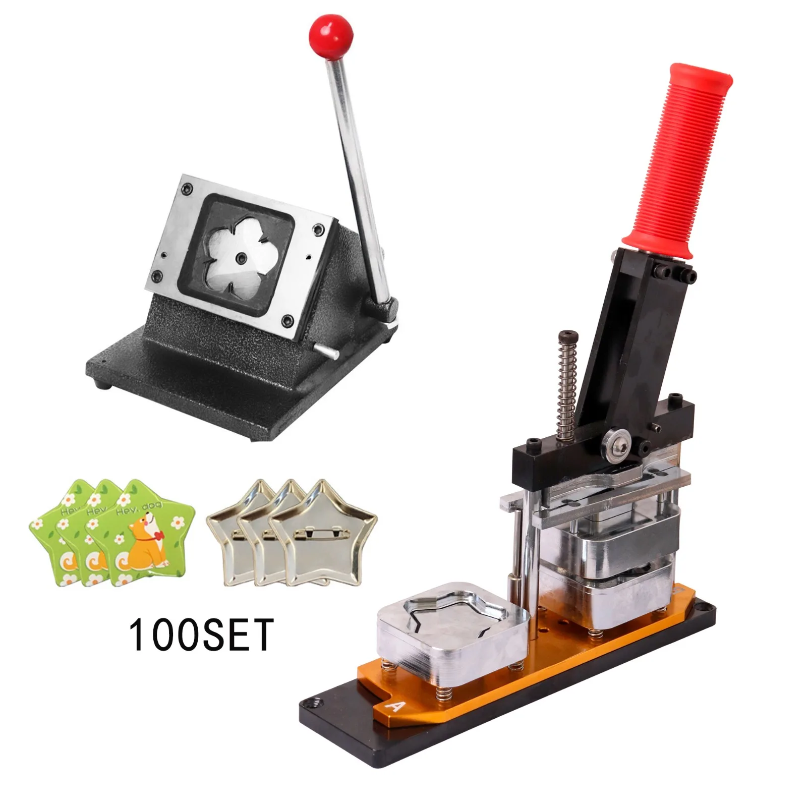 Five-pointed Star Badge Machine Set Five-pointed Star Button Cutting Machine for 58*58mm Badge Making with 100 PCS Parts
Five-pointed Star Badge Machine Set Five-pointed Star Button Cutting Machine for 58*58mm Badge Making with 100 PCS Parts
