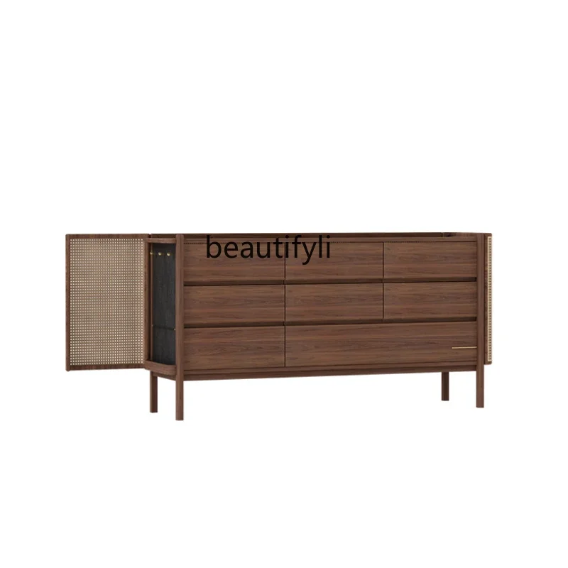 Q Solid Wood Spares Cabinet Bedroom Living Room Wall Drawer Storage Furniture Tailstock Side Cabinet Black Walnut Wooden Locker
Q Solid Wood Spares Cabinet Bedroom Living Room Wall Drawer Storage Furniture Tailstock Side Cabinet Black Walnut Wooden Locker