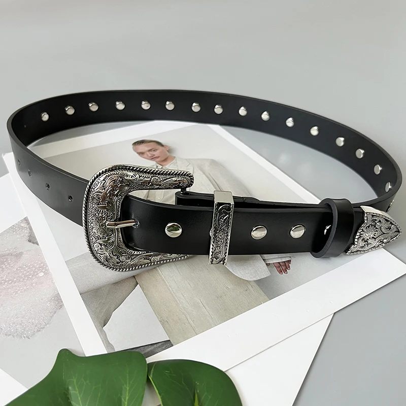 Vintage Metal Curving Buckle Punk Jeans Belts Cow Leather Rivet Wide Waist Belts Strap Men Women Genuine Leather Belt Cinture
Vintage Metal Curving Buckle Punk Jeans Belts Cow Leather Rivet Wide Waist Belts Strap Men Women Genuine Leather Belt Cinture