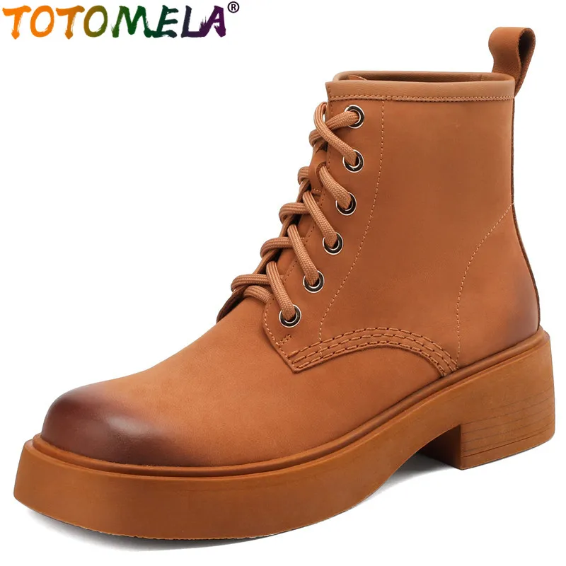 TOTOMELA 2024 New Sheepskin Leather Ankle Boots Women Vintage Female Lace Up Winter Boots Square Med Heels Platform Boots
TOTOMELA 2024 New Sheepskin Leather Ankle Boots Women Vintage Female Lace Up Winter Boots Square Med Heels Platform Boots