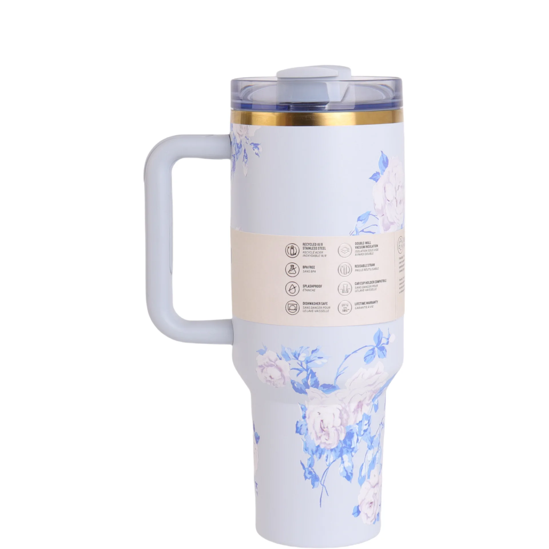 New stainless steel vacuum travel mug with handle, lid and straw, large capacity water bottle, 40 ounces
New stainless steel vacuum travel mug with handle, lid and straw, large capacity water bottle, 40 ounces