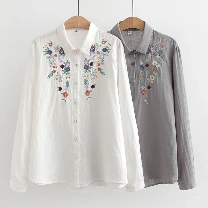 2025 Fashion Women Trending Floral Embroidery Flower Shirts 100% Cotton Double-layer Yarn Blouses Student Spring Tops Blouses
2025 Fashion Women Trending Floral Embroidery Flower Shirts 100% Cotton Double-layer Yarn Blouses Student Spring Tops Blouses