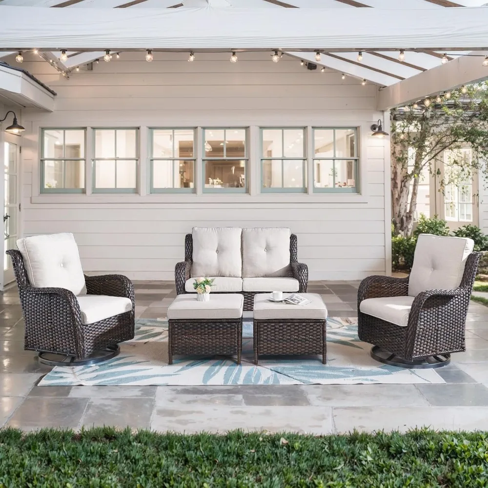 5 Piece Outdoor Patio Furniture Set, Outdoor Swivel Rocker Chairs with Loveseat Sofa, Wicker Furniture Patio Conversation Set
5 Piece Outdoor Patio Furniture Set, Outdoor Swivel Rocker Chairs with Loveseat Sofa, Wicker Furniture Patio Conversation Set