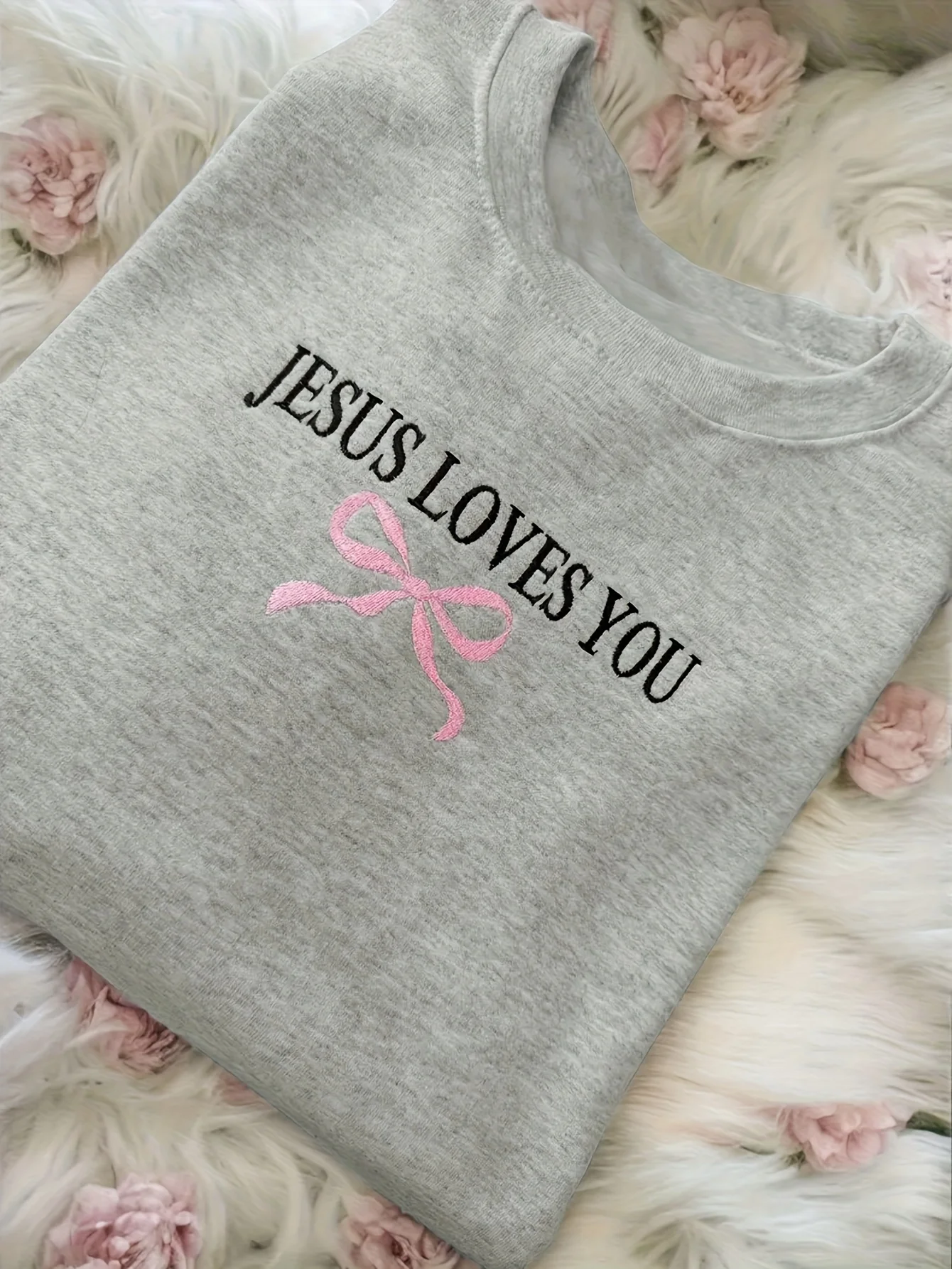 Jesus Loves You Women's Crew Neck Sweatshirt Embroidered Letter Bow Retro Vintage Sweatshirt Graphic Hoodies Y2K Pullover
Jesus Loves You Women's Crew Neck Sweatshirt Embroidered Letter Bow Retro Vintage Sweatshirt Graphic Hoodies Y2K Pullover