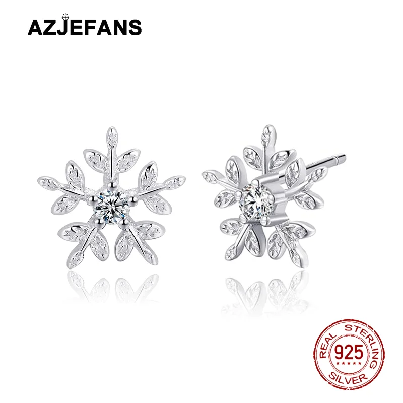 AZJEFANS 925 Sterling Silver White Zircon Snowflake Women Girls Stud Earrings Fine Jewelry
AZJEFANS 925 Sterling Silver White Zircon Snowflake Women Girls Stud Earrings Fine Jewelry