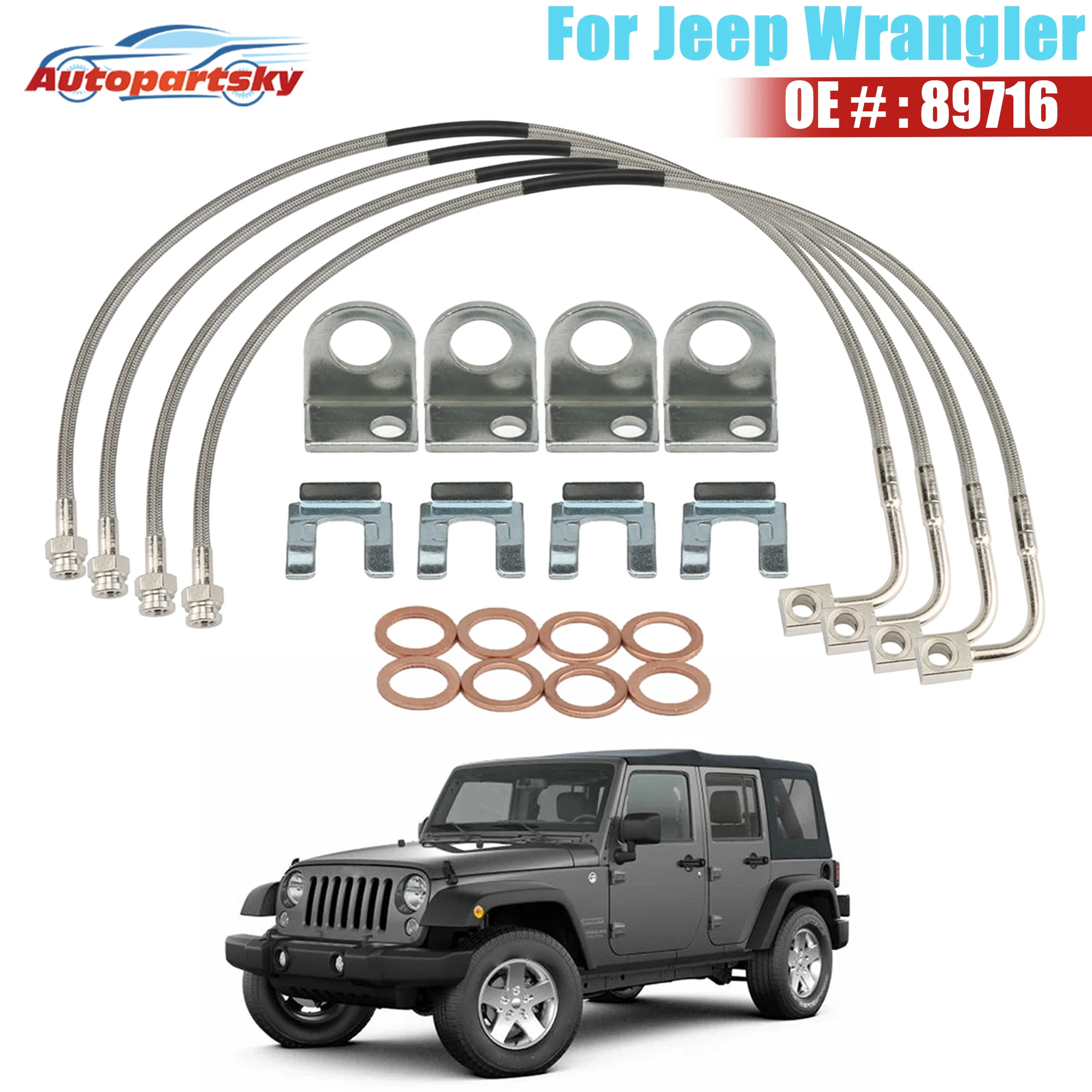 Комплект тормозных магистралей из нержавеющей стали 89716 для Jeep Wrangler 2.0L 3.6L 3.8L 2007 2008 2009 2010 2011 2012 2013 2014 2015 2016 2017 2018
Комплект тормозных магистралей из нержавеющей стали 89716 для Jeep Wrangler 2.0L 3.6L 3.8L 2007 2008 2009 2010 2011 2012 2013 2014 2015 2016 2017 2018