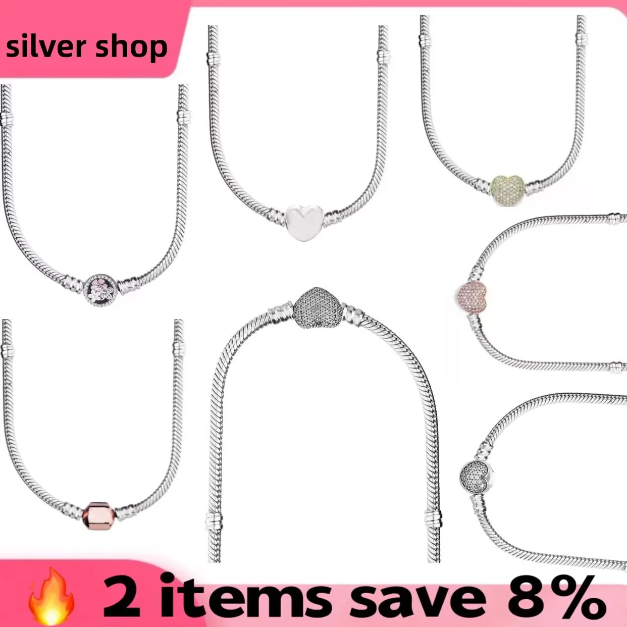 Classic Hot Sale 100% 925 Fit Original Heart Cubes Zircon Snake Chain Charm Necklace Women's Wedding DIY fine Jewellery gifts
Classic Hot Sale 100% 925 Fit Original Heart Cubes Zircon Snake Chain Charm Necklace Women's Wedding DIY fine Jewellery gifts