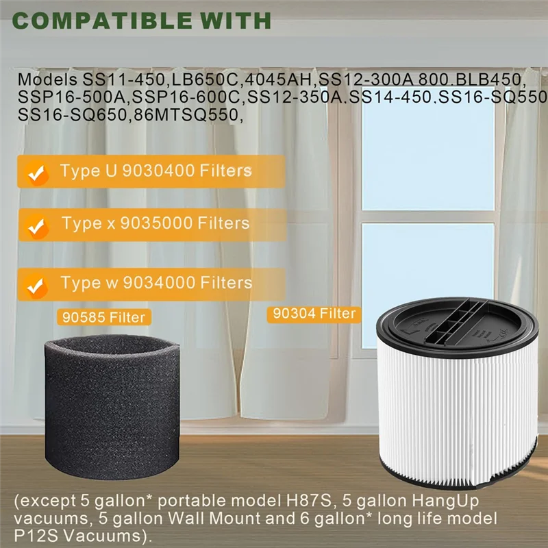 A21Q -90304 Replacement Filter Kit For Shop Vac Cartridge Filter 90350,Fits Most 5 Gallon And Above Wet Dry Vacuum Cleaner
A21Q -90304 Replacement Filter Kit For Shop Vac Cartridge Filter 90350,Fits Most 5 Gallon And Above Wet Dry Vacuum Cleaner