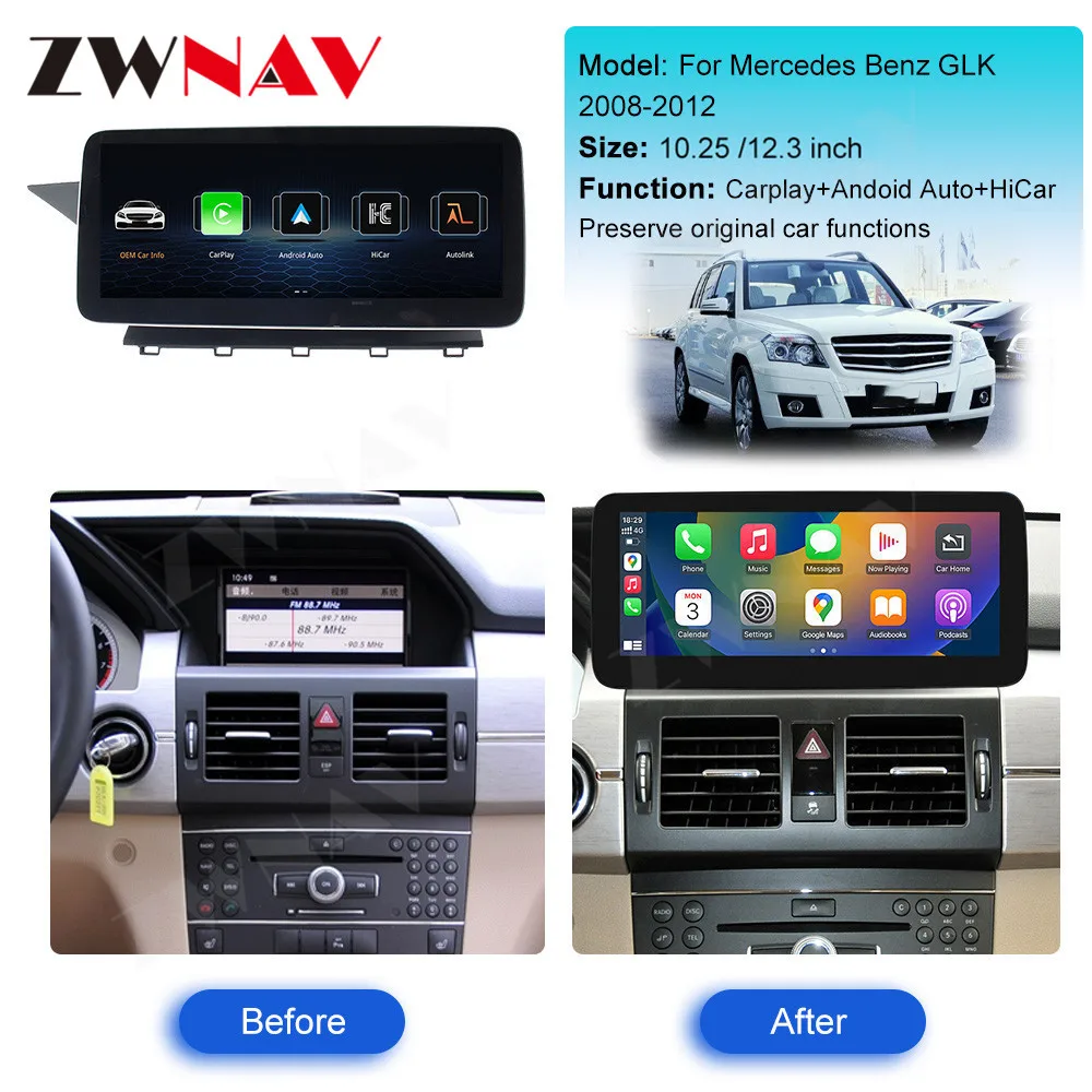 For Mercedes Benz GLK X204 2006-2012 Linux System 10.25 12.3Inch Android Auto Wireless Carplay Car Multimedia Touch Screen Radio
For Mercedes Benz GLK X204 2006-2012 Linux System 10.25 12.3Inch Android Auto Wireless Carplay Car Multimedia Touch Screen Radio