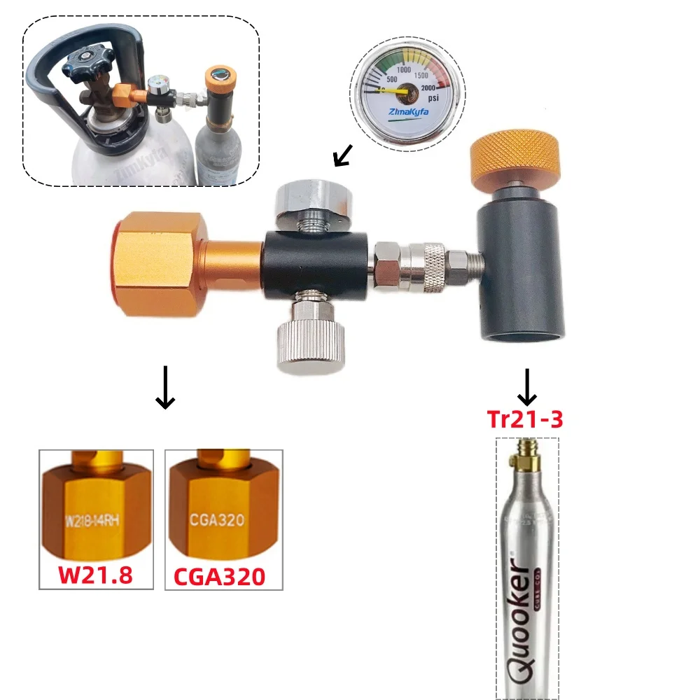 Soda Sparkling Water Quooker Cube CO2 Cylinder (Tr21-3 Thread) Charge Adaptor Fill Adaptor to 20LB Carbonation Tank
Soda Sparkling Water Quooker Cube CO2 Cylinder (Tr21-3 Thread) Charge Adaptor Fill Adaptor to 20LB Carbonation Tank