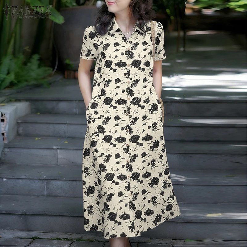 ZANZEA Women's Bohemian Floral Printing Midi Dress Turn-Down Collar Short Sleeve Button Up Shirt Dress Summer Casual Clothes 3XL
ZANZEA Women's Bohemian Floral Printing Midi Dress Turn-Down Collar Short Sleeve Button Up Shirt Dress Summer Casual Clothes 3XL