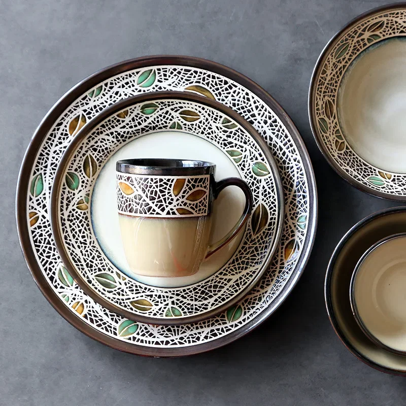 European and American retro ceramic tableware creative plate bowl cup set household rice bowl salad bowl western food plate
European and American retro ceramic tableware creative plate bowl cup set household rice bowl salad bowl western food plate
