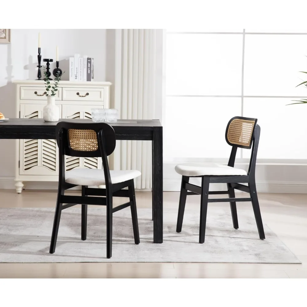 Rattan Dining Chairs Set of 2 Farmhouse Black Wood Dining Room Chairs with Cane Back Mid Century Modern Linen Kitchen Chairs
Rattan Dining Chairs Set of 2 Farmhouse Black Wood Dining Room Chairs with Cane Back Mid Century Modern Linen Kitchen Chairs