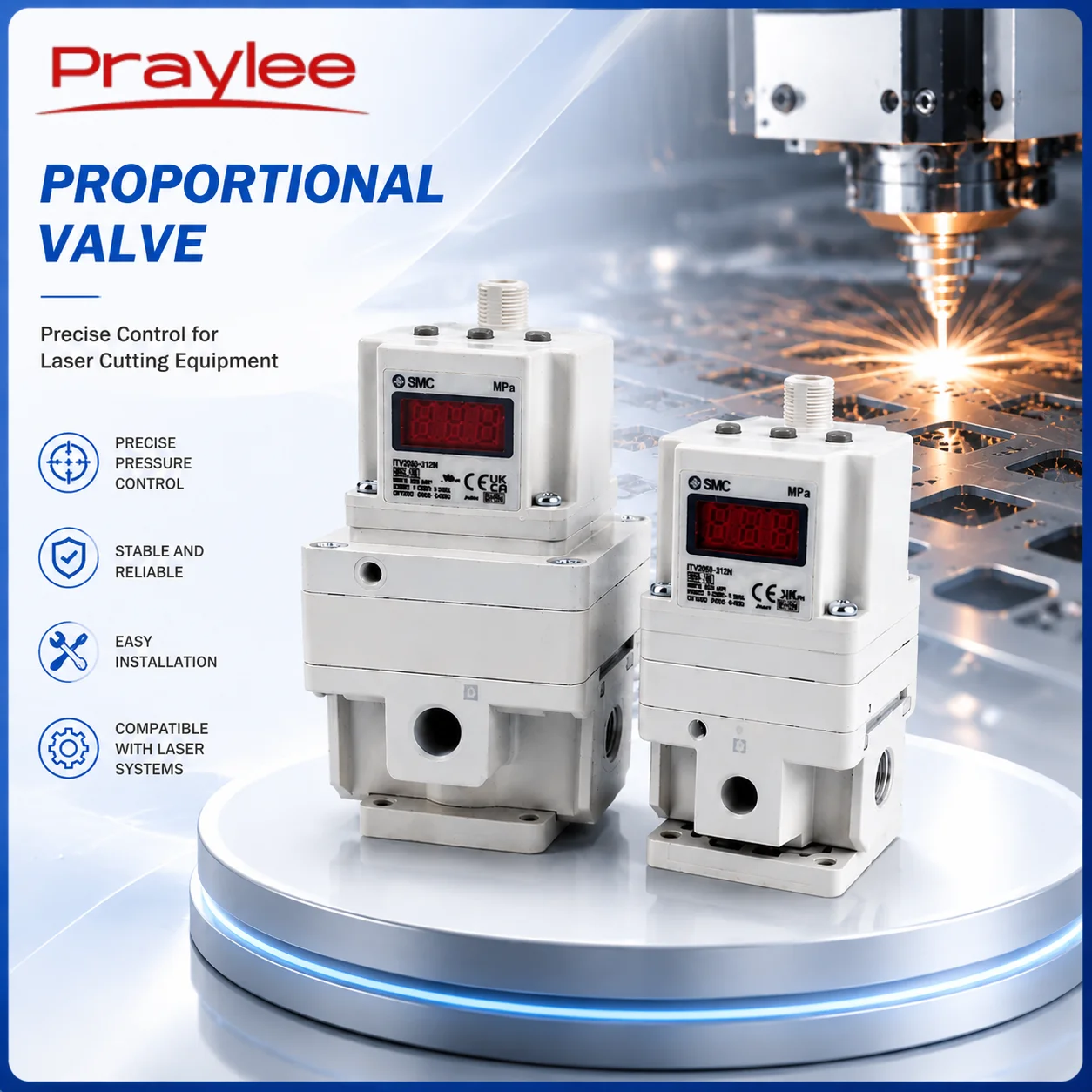 Proportional Valve ITV10 ITV20 ITV30 Series ITVX Electro-Pneumatic Pressure Regulator for Laser Cutting Machine
Proportional Valve ITV10 ITV20 ITV30 Series ITVX Electro-Pneumatic Pressure Regulator for Laser Cutting Machine