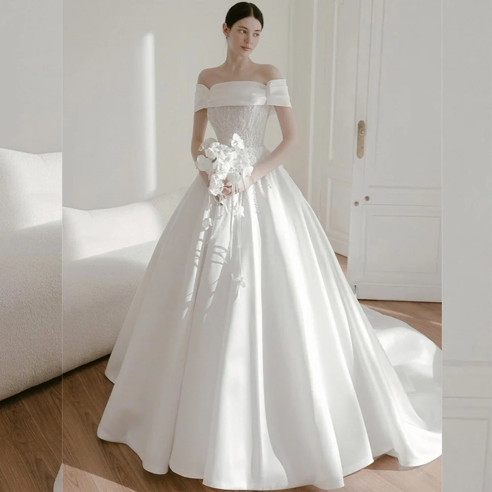 Customized Modern Style Jersey Sequined Pleat A-line Off-the-shoulder Long Dresses Bespoke Occasion Simple
Customized Modern Style Jersey Sequined Pleat A-line Off-the-shoulder Long Dresses Bespoke Occasion Simple