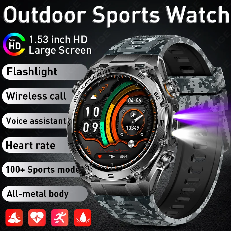 Military Men Smart Watch 2026 New UV Light Flashlight IP68 Waterproof Bluetooth Call Outdoor Sport Fitness Tracking Smartwatch
Military Men Smart Watch 2026 New UV Light Flashlight IP68 Waterproof Bluetooth Call Outdoor Sport Fitness Tracking Smartwatch