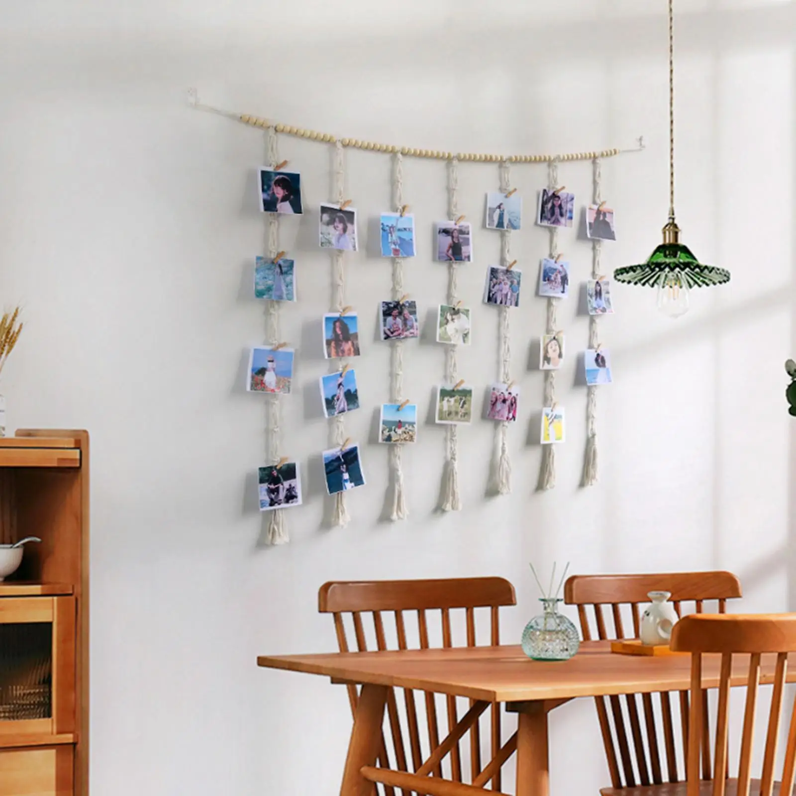 Wall Hanging Photo Display Boho Tassel Woven Picture Card Tapestry with 30 Clips for Home Living Room Bedroom Wall Decoration 
Wall Hanging Photo Display Boho Tassel Woven Picture Card Tapestry with 30 Clips for Home Living Room Bedroom Wall Decoration