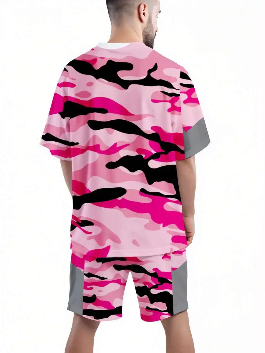 Mens Pink Black Camouflage 3D Print Short Sleeve T-Shirt And Shorts Set Casual Summer Beach Wear
Mens Pink Black Camouflage 3D Print Short Sleeve T-Shirt And Shorts Set Casual Summer Beach Wear