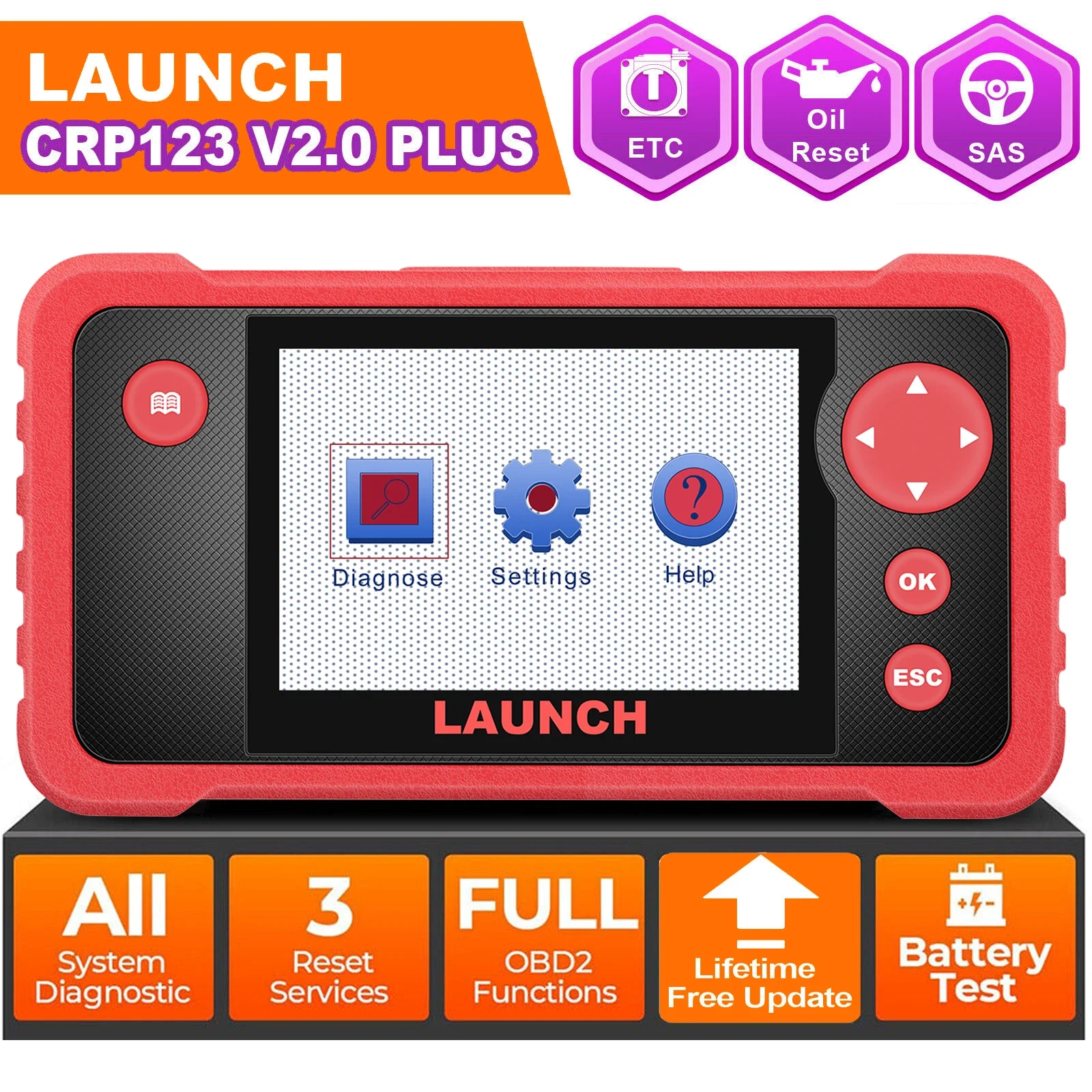 LAUNCH CRP123 V2.0 Plus All System Scan Tool with 3 Reset Oil Service/Throttle Relearn/SAS Reset,OBD2 Scanner Diagnostic Tool 
LAUNCH CRP123 V2.0 Plus All System Scan Tool with 3 Reset Oil Service/Throttle Relearn/SAS Reset,OBD2 Scanner Diagnostic Tool