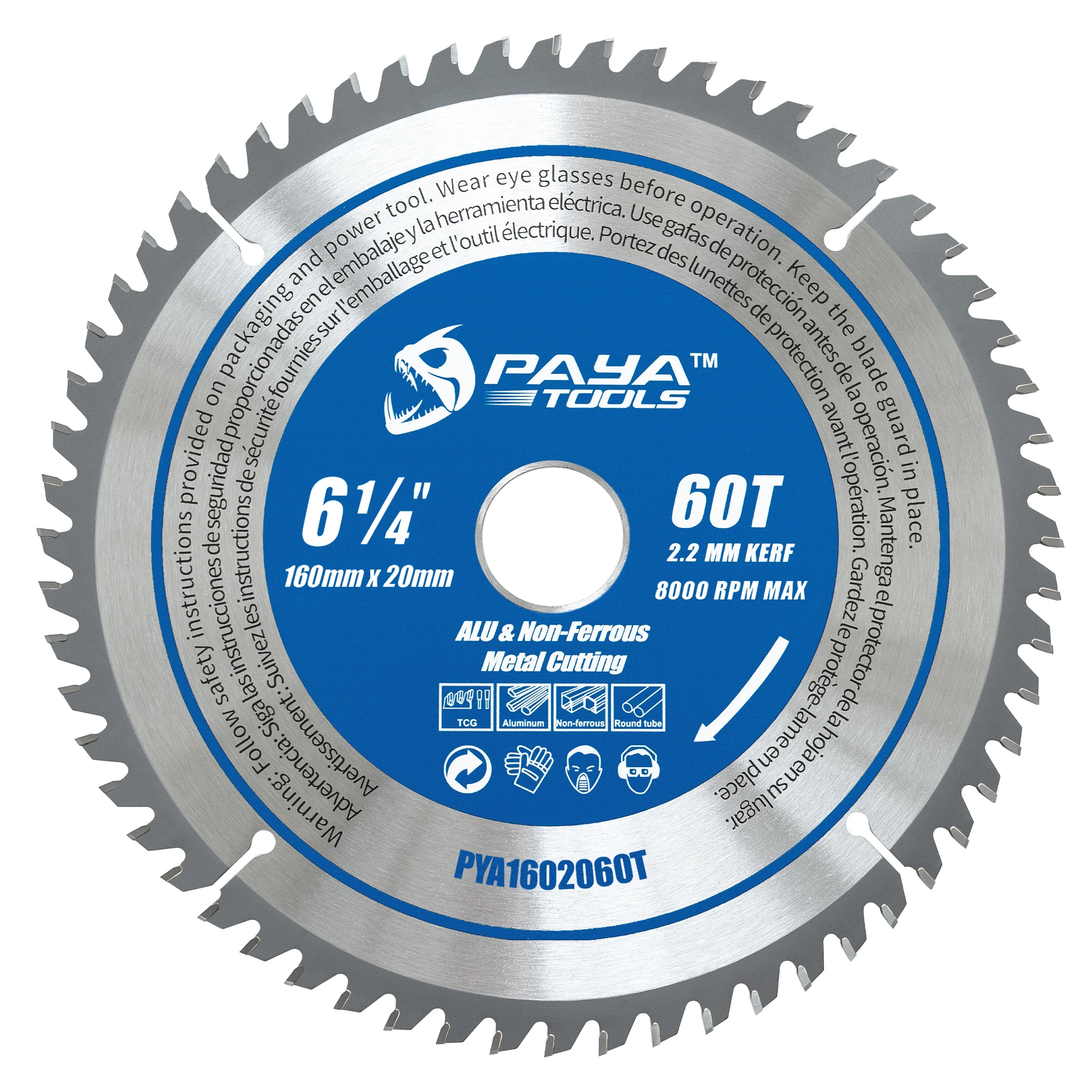 PAYA 6-1/4" Circular Saw Blade 60T TCG for Aluminum Non-Ferrous Metal & Plastic Cutting with 20mm Arbor Aluminum Cutting Blade
PAYA 6-1/4" Circular Saw Blade 60T TCG for Aluminum Non-Ferrous Metal & Plastic Cutting with 20mm Arbor Aluminum Cutting Blade