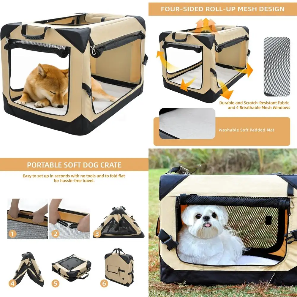 Collapsible 30 Inch Medium Dog Crate, 4-Door Foldable Soft Kennel with Chew-Resistant Mesh Windows, Ideal for Indoor Use and Tra
Collapsible 30 Inch Medium Dog Crate, 4-Door Foldable Soft Kennel with Chew-Resistant Mesh Windows, Ideal for Indoor Use and Tra