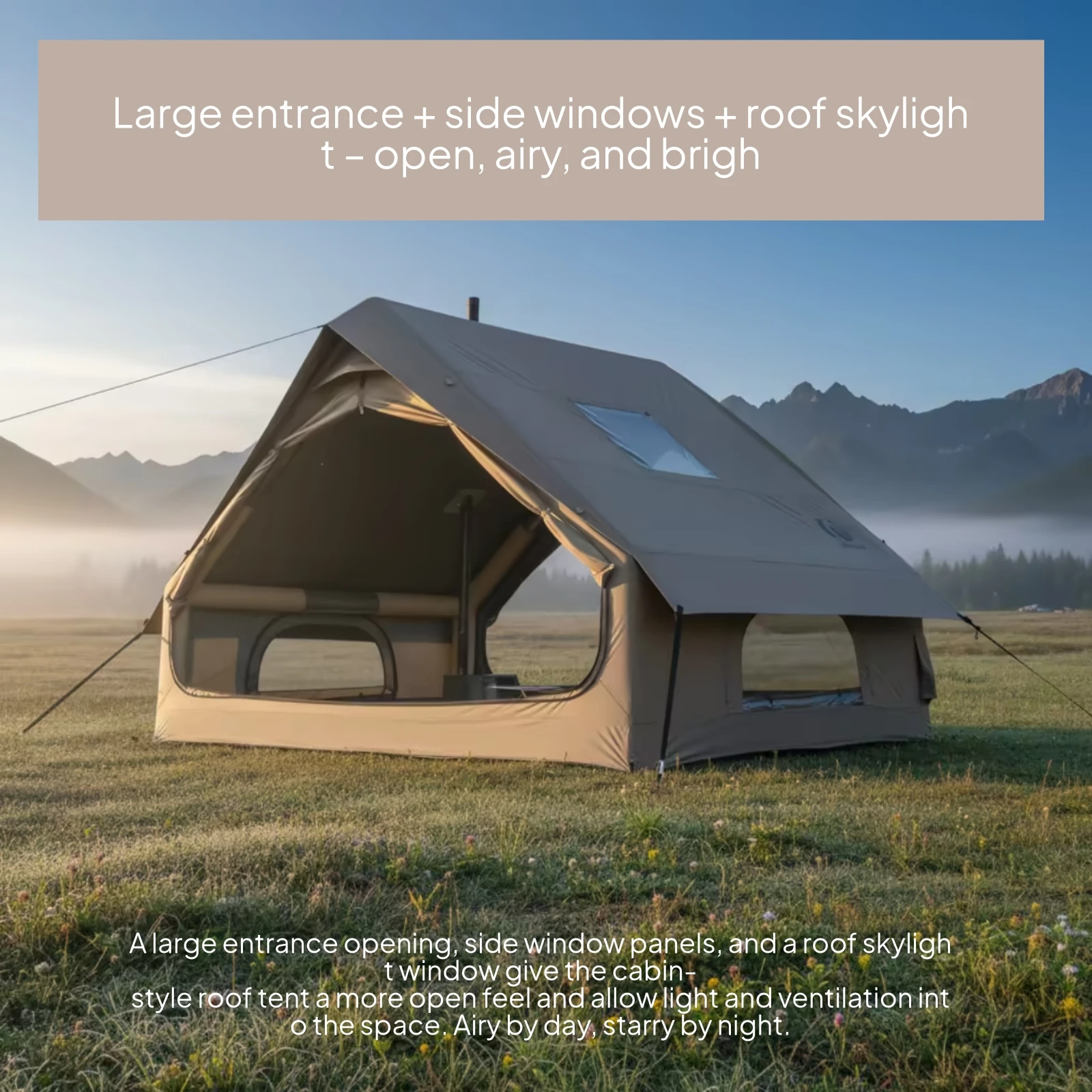 Inflatable Roof Tent Sun-Blocking Cabin-Style Roof Tent Outdoor Shelter Spacious Portable for Multi-Person Use
Inflatable Roof Tent Sun-Blocking Cabin-Style Roof Tent Outdoor Shelter Spacious Portable for Multi-Person Use
