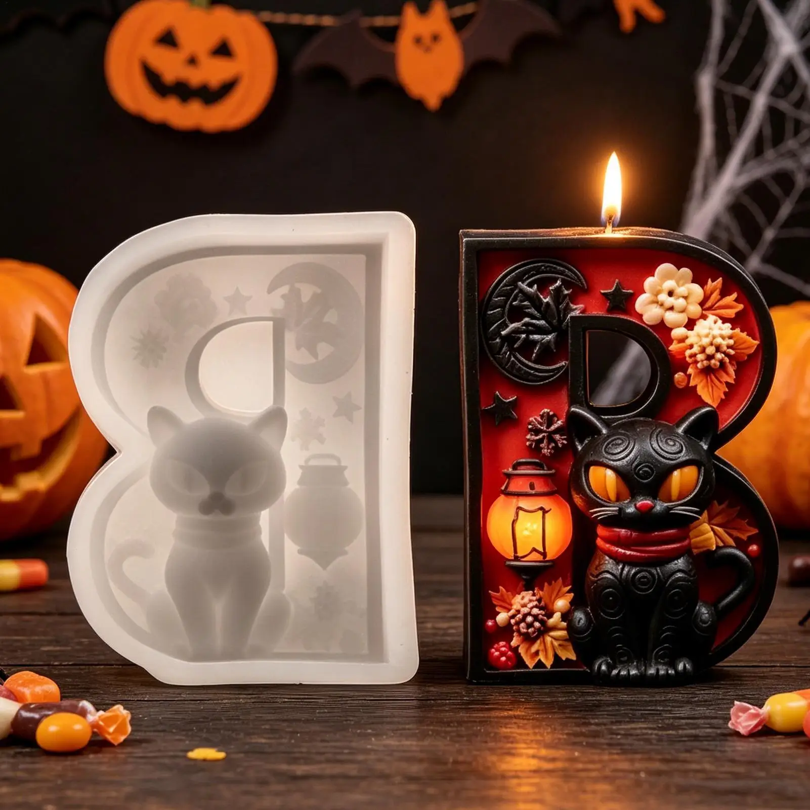 3D Alphabet Silicone Mold 3D Handmade Black Cat Decoration Halloween Alphabet B Candle Mold For Wax Clay Crafts Candy Party
3D Alphabet Silicone Mold 3D Handmade Black Cat Decoration Halloween Alphabet B Candle Mold For Wax Clay Crafts Candy Party