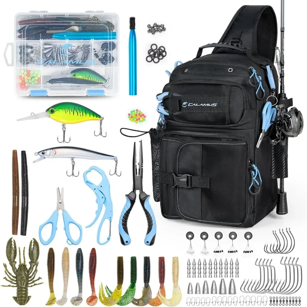 Complete Fishing Sling Bag and Tool Kit with Tackle Box Lures Pliers Scissors Lip Gripper Wacky Tool
Complete Fishing Sling Bag and Tool Kit with Tackle Box Lures Pliers Scissors Lip Gripper Wacky Tool