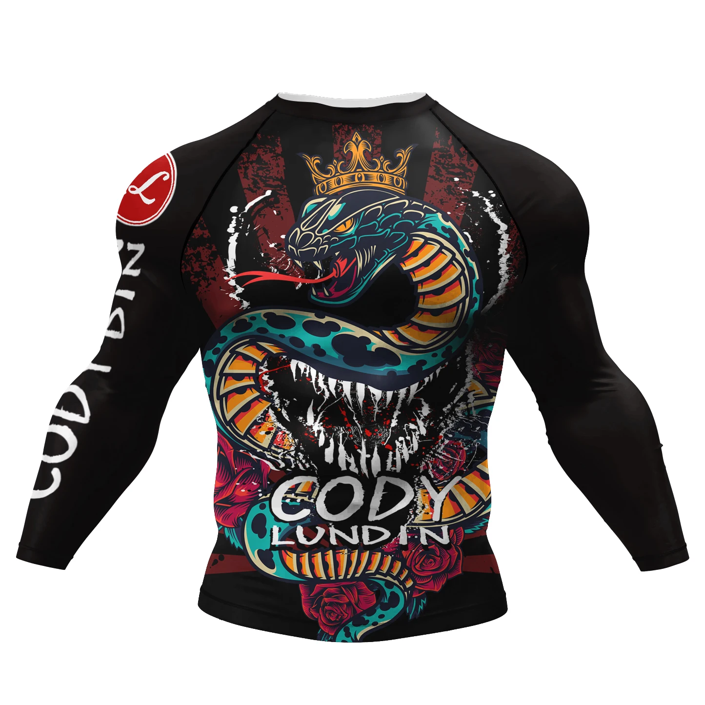 Cody Lundin Crowned Snake Rash Guard – Long-Sleeve Compression Tee with Rose Accents, Ideal for BJJ, MMA & Grappling Training
Cody Lundin Crowned Snake Rash Guard – Long-Sleeve Compression Tee with Rose Accents, Ideal for BJJ, MMA & Grappling Training