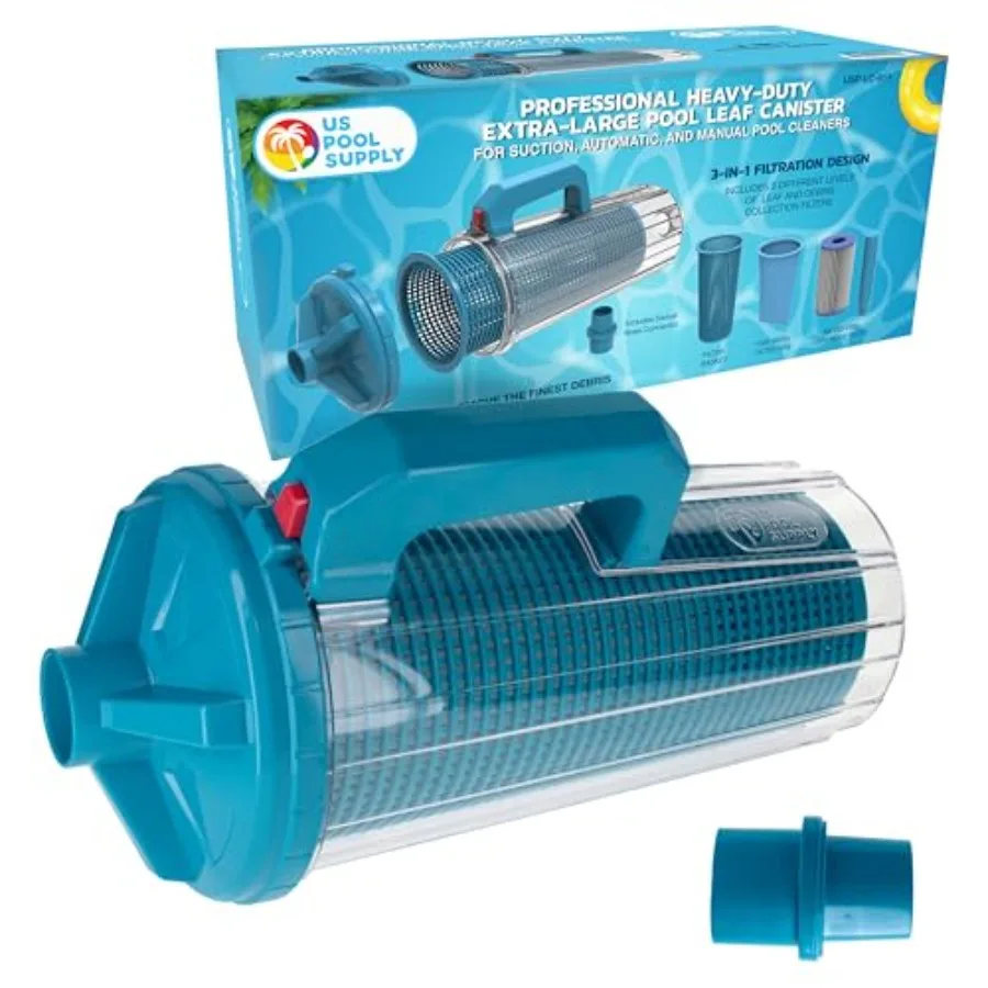 U.S. Pool Supply Pool Leaf Canister - XL Heavy Duty Inline Pool Leaf Catcher 3-in-1 Filtration 3 Filters Basket Mesh Bag and Mi
U.S. Pool Supply Pool Leaf Canister - XL Heavy Duty Inline Pool Leaf Catcher 3-in-1 Filtration 3 Filters Basket Mesh Bag and Mi