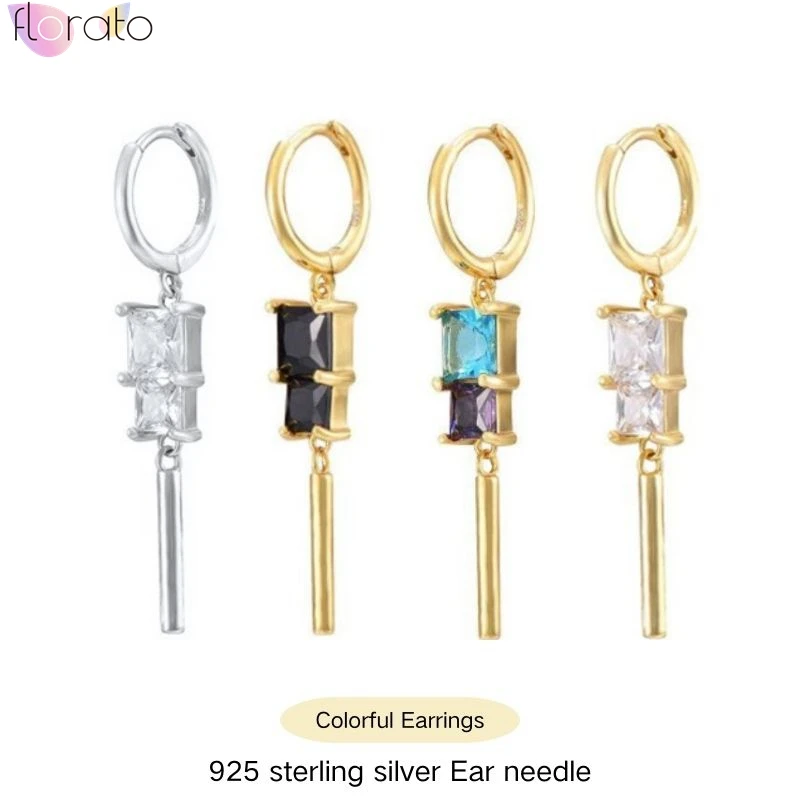 925 Sterling Silver Ear Needle Colored Square Zircon Pendant Hoop Earrings For Women Weekend Party Gold Earrings Fashion Jewelry
925 Sterling Silver Ear Needle Colored Square Zircon Pendant Hoop Earrings For Women Weekend Party Gold Earrings Fashion Jewelry