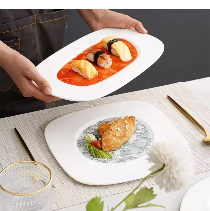 Irregular Ceramic Dinner Plate Sushi Dessert Snack Plates Pasta Salad Restaurant Specialty Tableware
Irregular Ceramic Dinner Plate Sushi Dessert Snack Plates Pasta Salad Restaurant Specialty Tableware