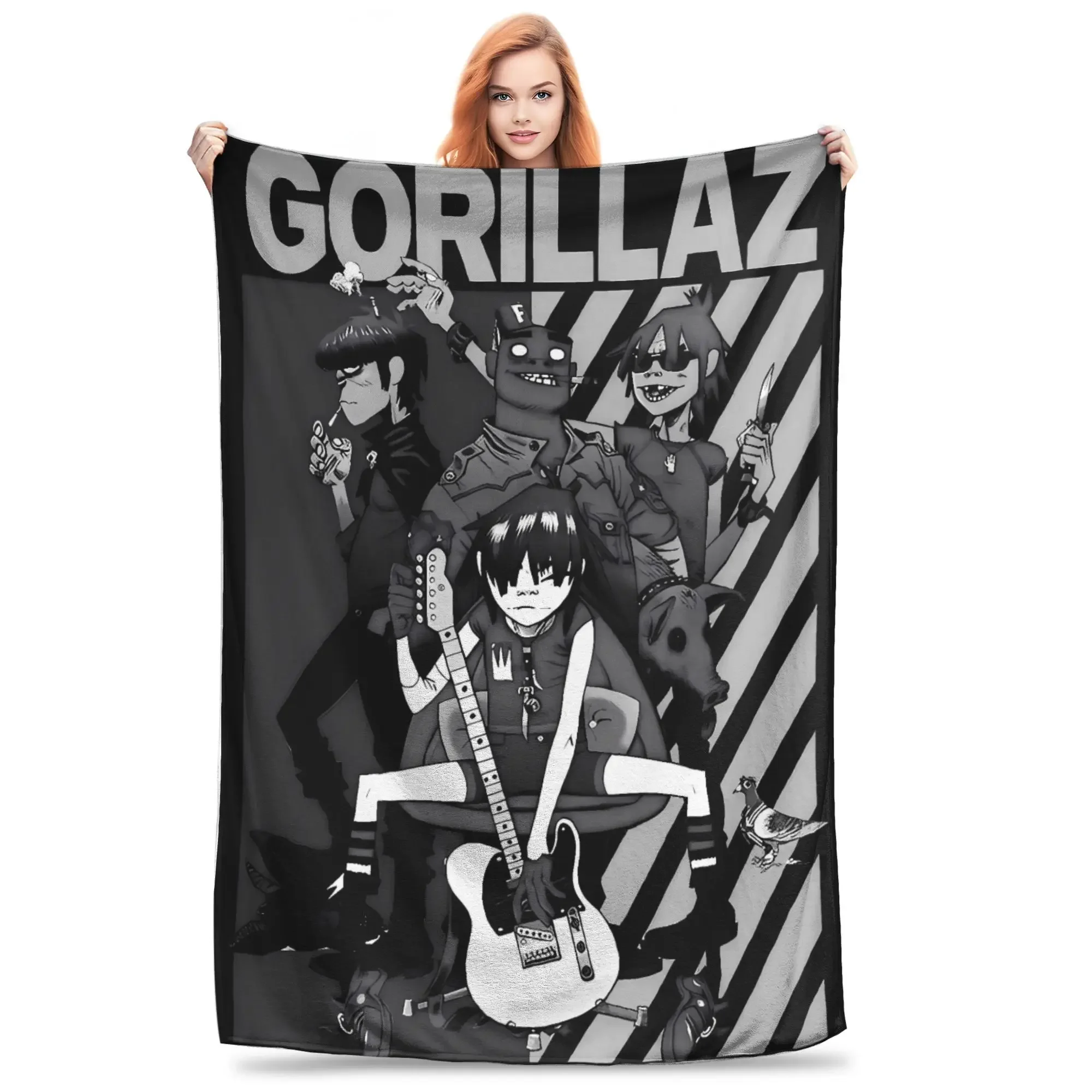 Плюшевое одеяло Gorillaz Music Band, теплое, забавное, идеально подходит для детей и взрослых, домашний декор, фланелевое покрывало
Плюшевое одеяло Gorillaz Music Band, теплое, забавное, идеально подходит для детей и взрослых, домашний декор, фланелевое покрывало