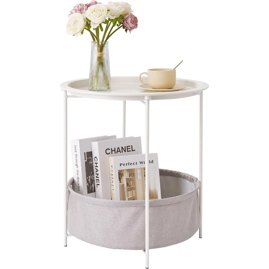 Круглый боковой столик с тканевой корзиной для хранения. Металлическая антикоррозийная и водонепроницаемая маленькая прикроватная тумбочка со съемным подносом.
Круглый боковой столик с тканевой корзиной для хранения. Металлическая антикоррозийная и водонепроницаемая маленькая прикроватная тумбочка со съемным подносом.