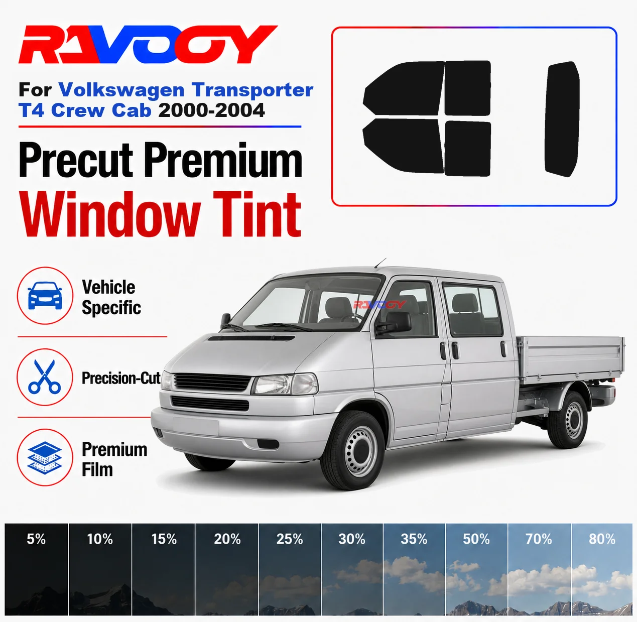 Premium Precut Window Tint Kit Front Rear Windows For Volkswagen Transporter T4 Crew Cab 2000-2004 Car Solar Nano Ceramic Film
Premium Precut Window Tint Kit Front Rear Windows For Volkswagen Transporter T4 Crew Cab 2000-2004 Car Solar Nano Ceramic Film