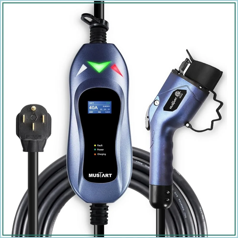 40A 240V Level 2 EV Charger with 25ft Cable, NEMA 14-50, Fast Charging for All SAE J1772 EVs
40A 240V Level 2 EV Charger with 25ft Cable, NEMA 14-50, Fast Charging for All SAE J1772 EVs