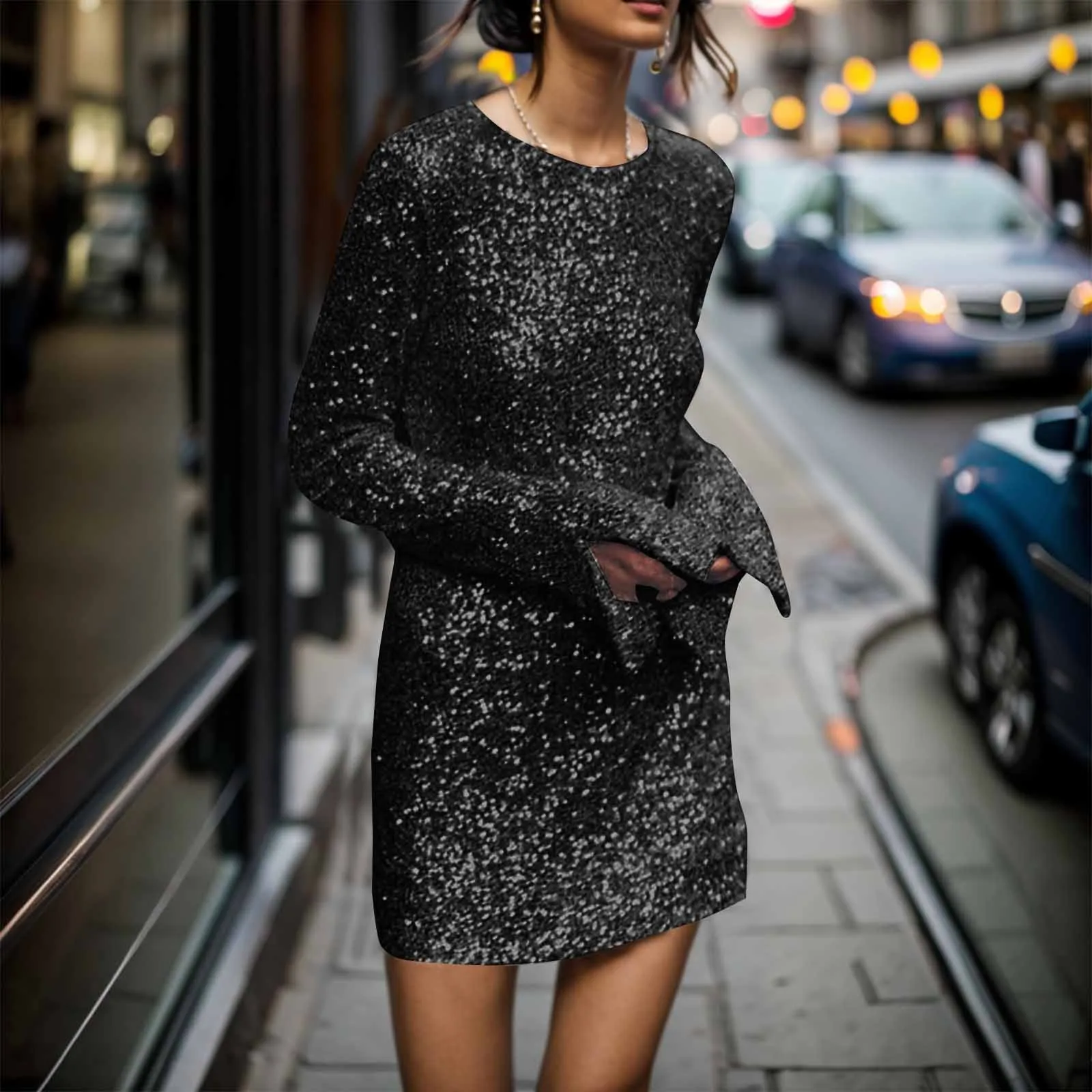 Sequin Sparkly Glitter Slit Mini Dress Fall Long Sleeve Crew Neck Elegant Dresses Formal Party Wedding Evening Dress Women
Sequin Sparkly Glitter Slit Mini Dress Fall Long Sleeve Crew Neck Elegant Dresses Formal Party Wedding Evening Dress Women
