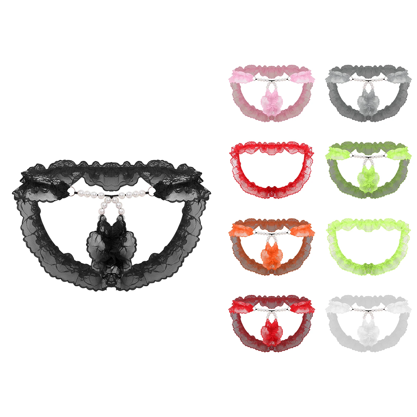 Mens Sissy Floral Lace Micro Panties Faux Pearls Hollow Out Bulge Pouch Open Butt Mini Thongs Ruffled Lace T-back Underwear
Mens Sissy Floral Lace Micro Panties Faux Pearls Hollow Out Bulge Pouch Open Butt Mini Thongs Ruffled Lace T-back Underwear