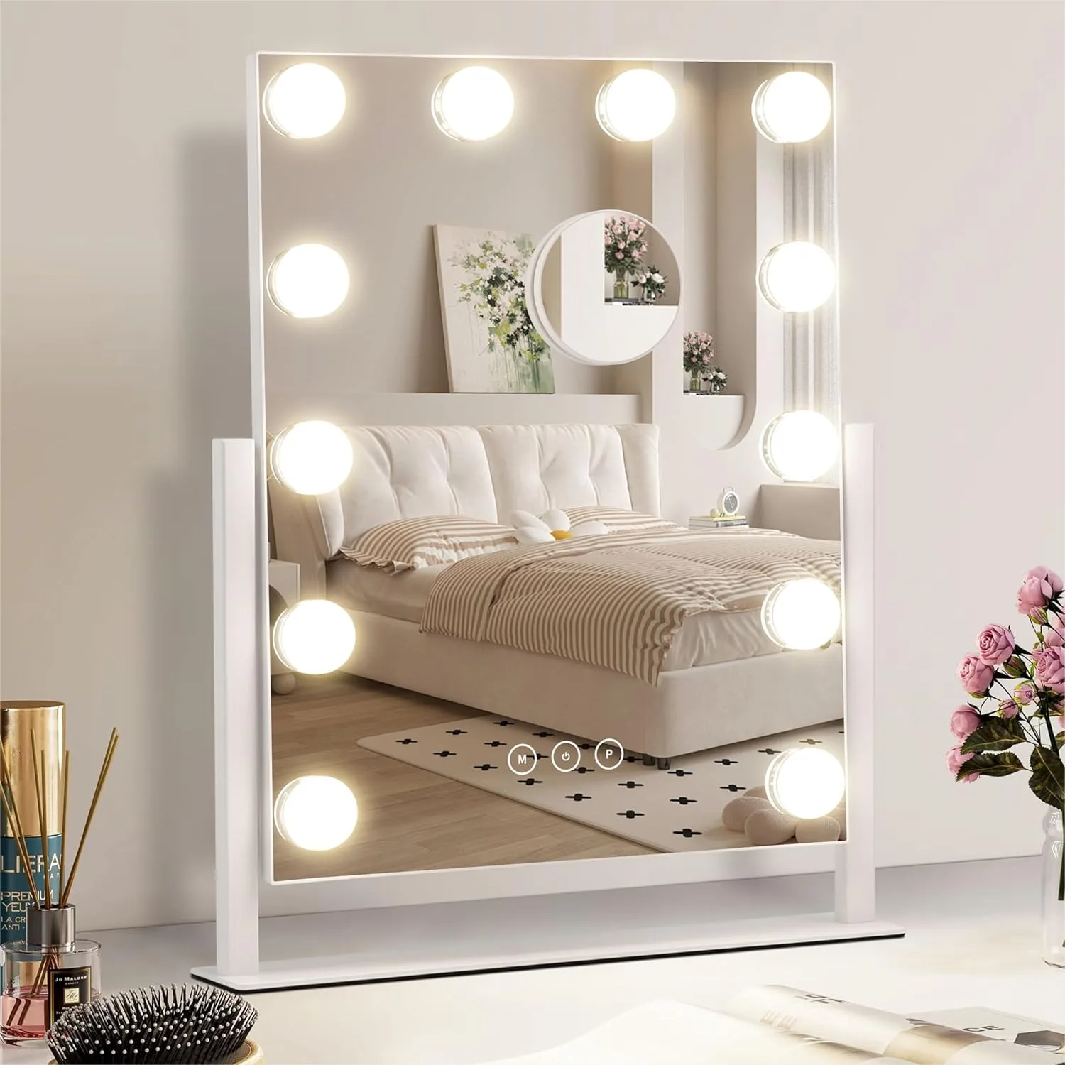 Vanity Makeup Mirror With Lights 3 Color Modes Detachable 10X Magnification Touch Control 360° Rotation White 14.6 Inch
Vanity Makeup Mirror With Lights 3 Color Modes Detachable 10X Magnification Touch Control 360° Rotation White 14.6 Inch