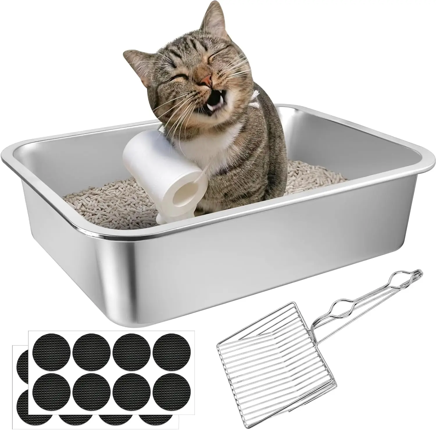Stainless Steel Cat Litter Box, 16 x 12 x 4 Large Litter Box, Non Stick Kitty Litter Pan with Metal Litter Scoop and An
Stainless Steel Cat Litter Box, 16 x 12 x 4 Large Litter Box, Non Stick Kitty Litter Pan with Metal Litter Scoop and An