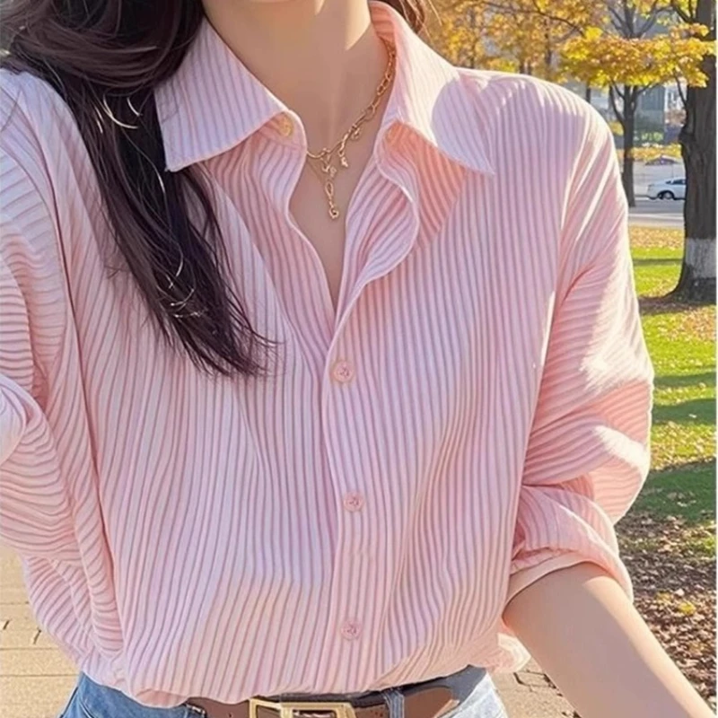 Office Lady Women's Blouses Korean Stripes Shirts FASHION Loose Spring/Summer Pink Clothing Printed Short Sleeves Women Tops
Office Lady Women's Blouses Korean Stripes Shirts FASHION Loose Spring/Summer Pink Clothing Printed Short Sleeves Women Tops
