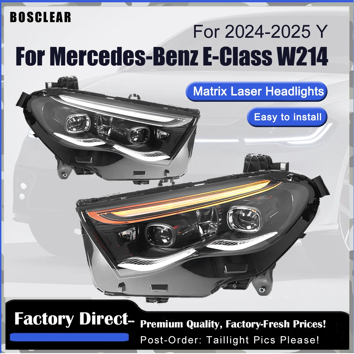 Светодиодные фары для Benz E-Class W214 2024-2025 Автомобильные фары E260 E300 DRL Сигнальный проектор Объектив Plug And Play Автомобильные аксессуары
Светодиодные фары для Benz E-Class W214 2024-2025 Автомобильные фары E260 E300 DRL Сигнальный проектор Объектив Plug And Play Автомобильные аксессуары