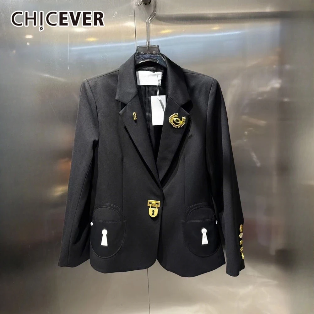 CHICEVER Black Slimming Cocktail Blazers For Women Notched Collar Long Sleeve Patchwork Pin Chic Formal Jackets Female Clothes
CHICEVER Black Slimming Cocktail Blazers For Women Notched Collar Long Sleeve Patchwork Pin Chic Formal Jackets Female Clothes