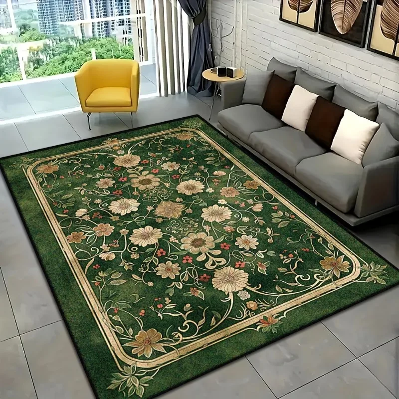 Green Floral Patterned Carpet, for Living Rooms, Bedrooms, Laundry Rooms, Machine Washable, Home Decoration, Room Decor Mat 
Green Floral Patterned Carpet, for Living Rooms, Bedrooms, Laundry Rooms, Machine Washable, Home Decoration, Room Decor Mat